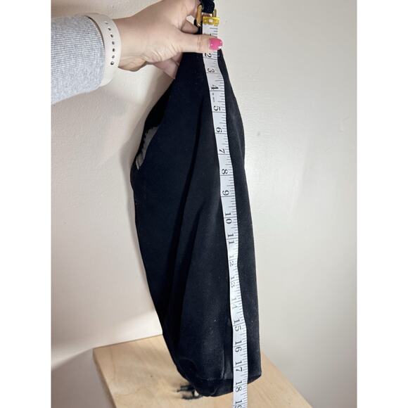 Margot Leather Hobo Tote Bag Purse Black Suede Fringe Festival Bohemian Western - Picture 9 of 10